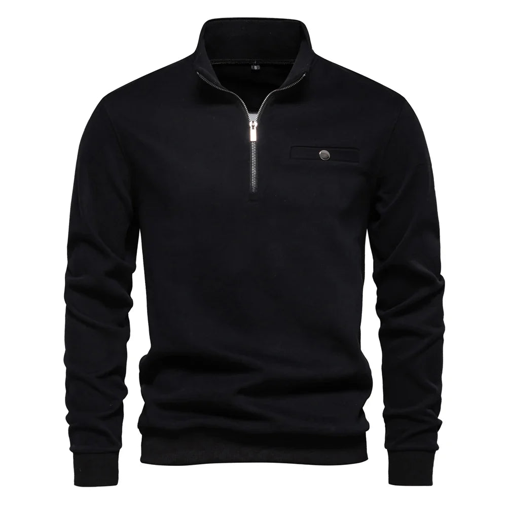 Jules & Jade | Lightweight Quarter Zip Sweater With Social Pocket