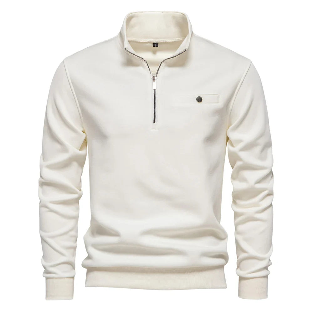 Jules & Jade | Lightweight Quarter Zip Sweater With Social Pocket