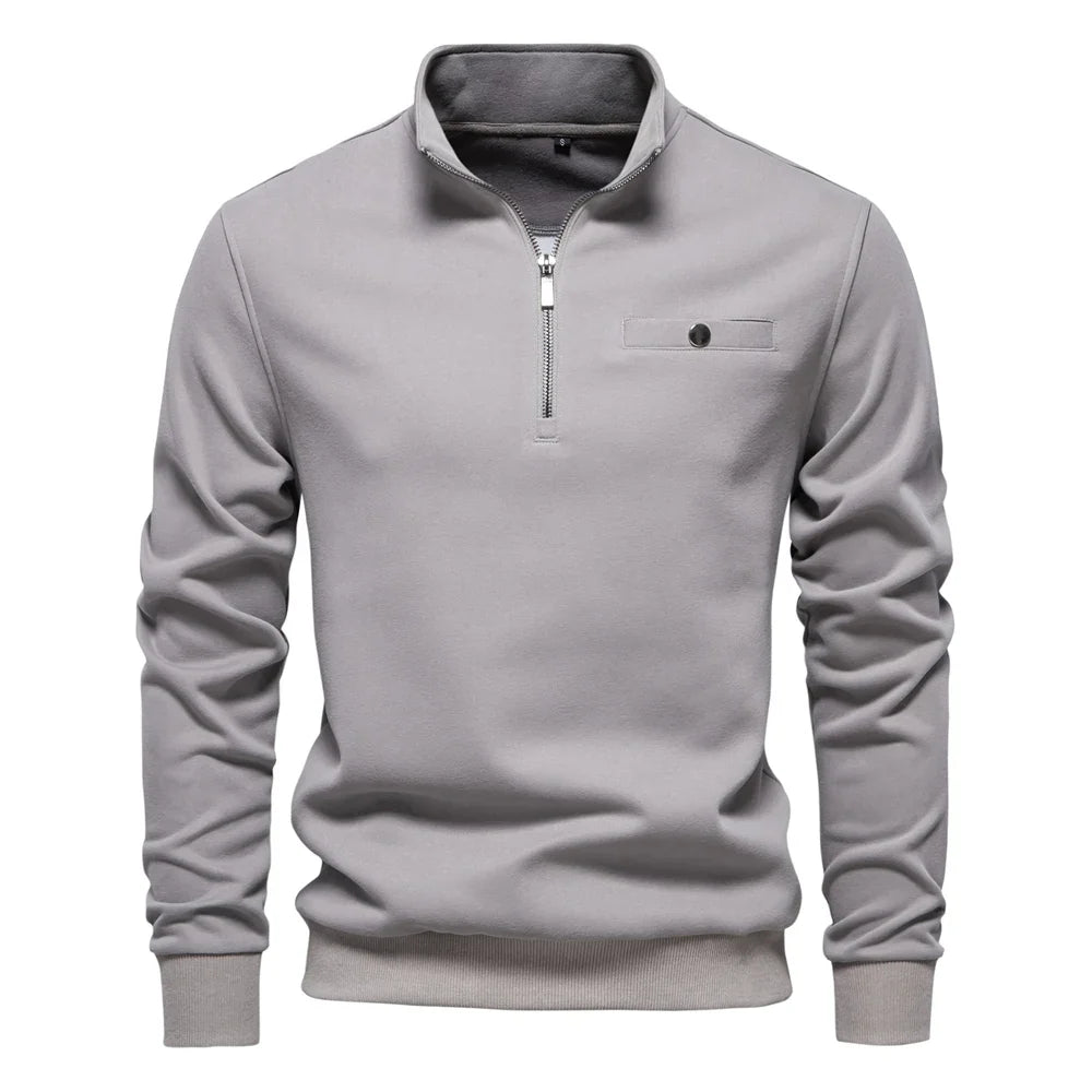 Jules & Jade | Lightweight Quarter Zip Sweater With Social Pocket